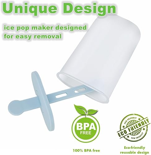 Miniatura 2 de Juego de 6 moldes para paletas de hielo, sin BPA, moldes para paletas de hielo de fácil liberación, moldes para helados caseros (azul)