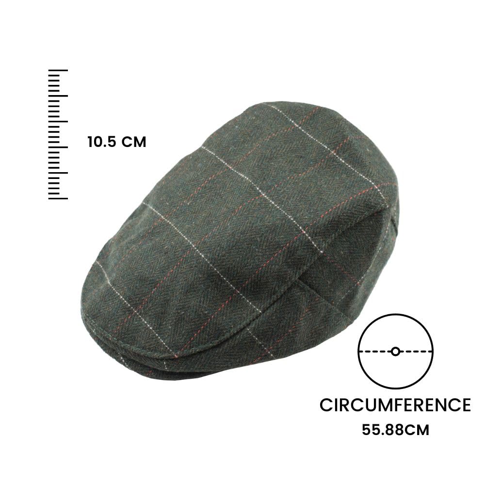 The Tie Hub Green French Beret Cap for Men Stylish Cotton Check Hat Vintage Artistic Creative Casual Wear 1