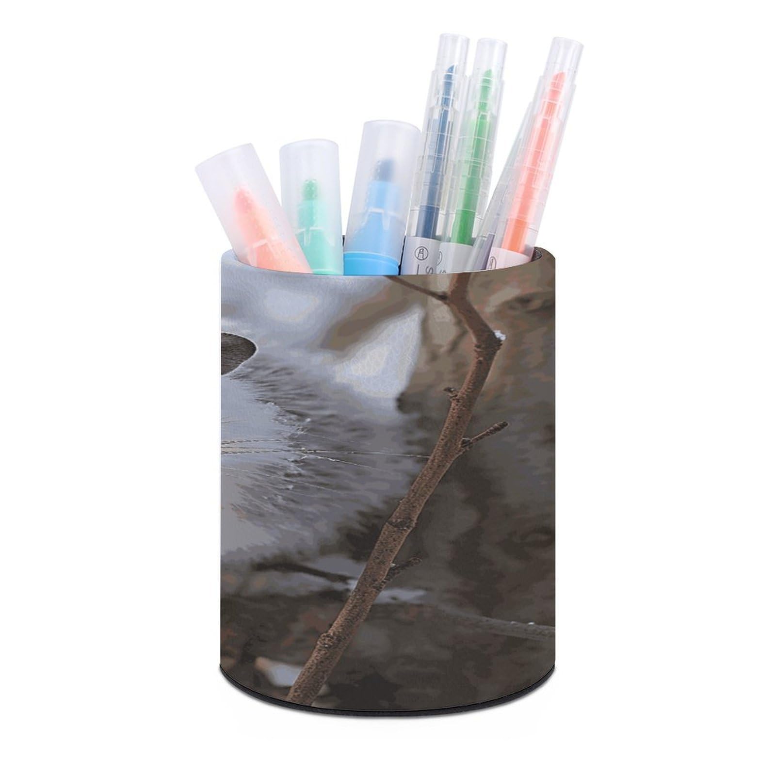 FekiLoot Opossum In Snow Pen Holder Personalized Desktop Pencil Holders Case Office Accessories Container Box for Round Pen Cup Desktop Organizer Makeup Brush Holder Caddy Storage