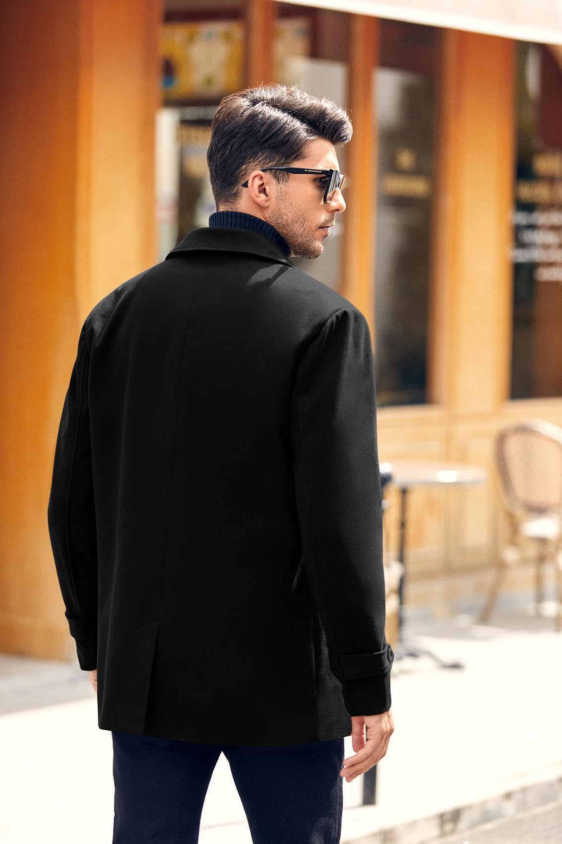 Runcati Abrigo clásico de doble botonadura para hombre Slim Fit Gabardina Casual Chaqueta larga de invierno cálido ropa de negocios