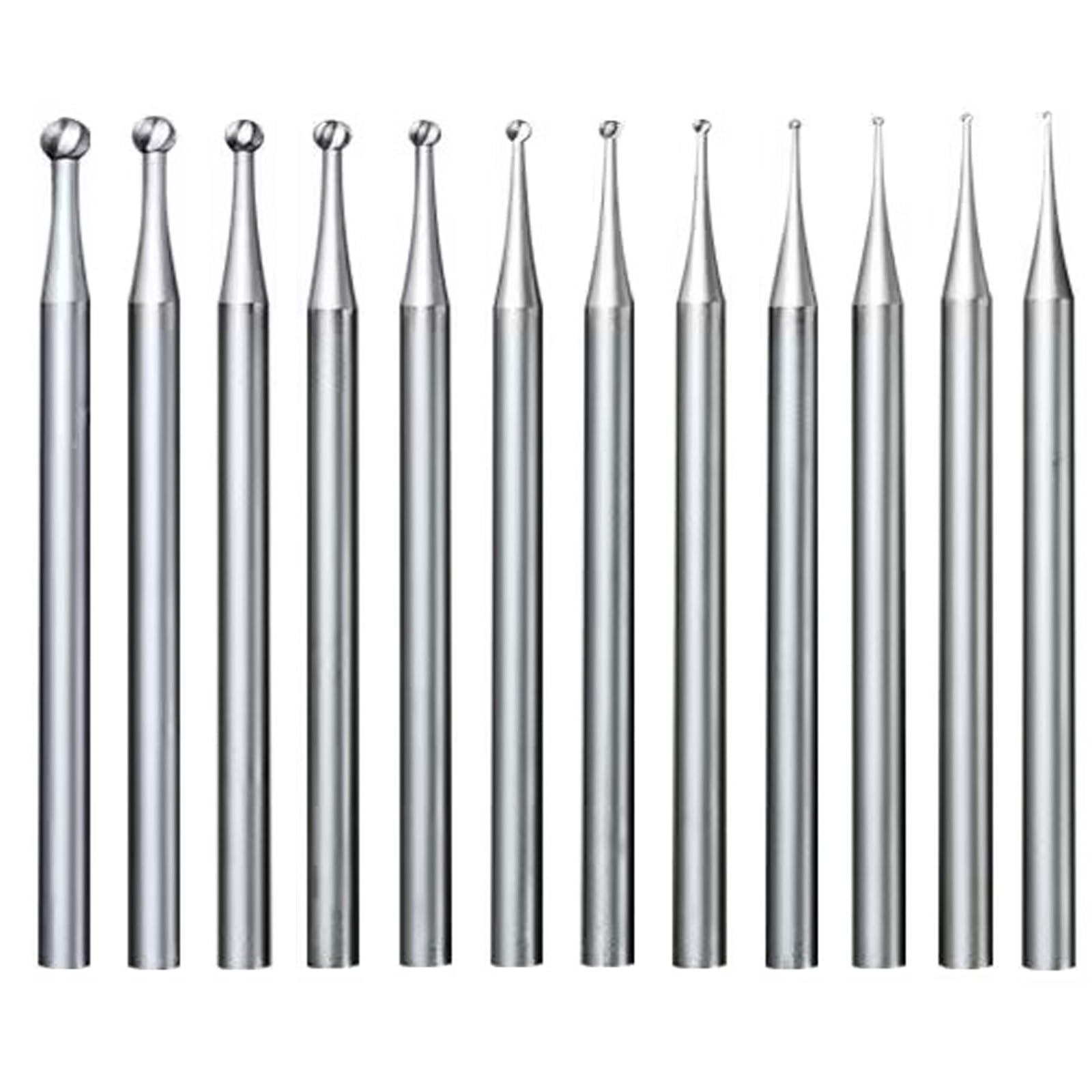 Luo ke 12 Pcs Round Ball Burr - 3/32'' Shank Jewelry Micro Engraving Burs Ball Shape Cutting Bits Lapidary Making Tools (004-020)