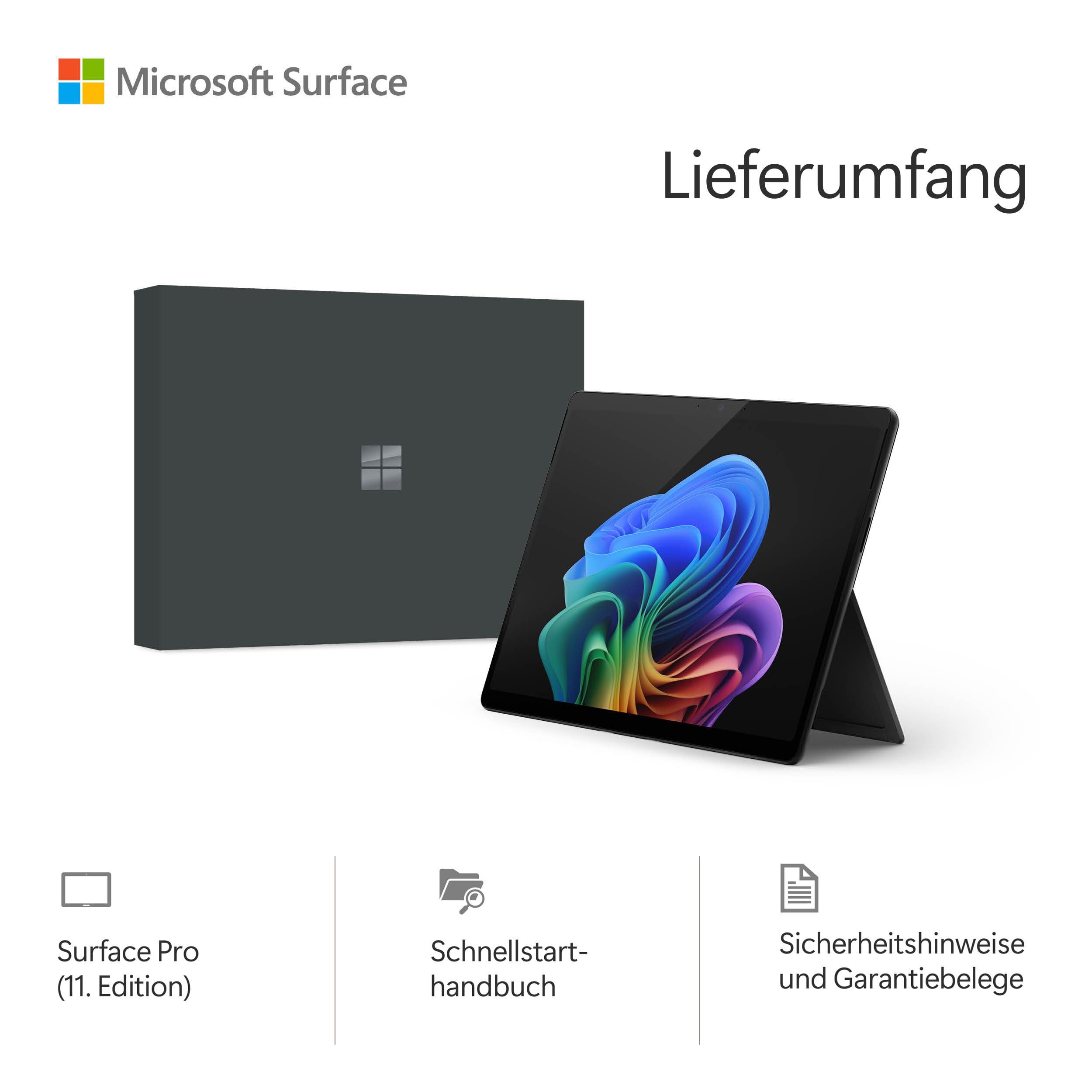 Microsoft Surface Pro 11. Edition Copilot+ PC 13" OLED Touchscreen Snapdragon X Elite 16GB RAM 256GB SSD Schwarz