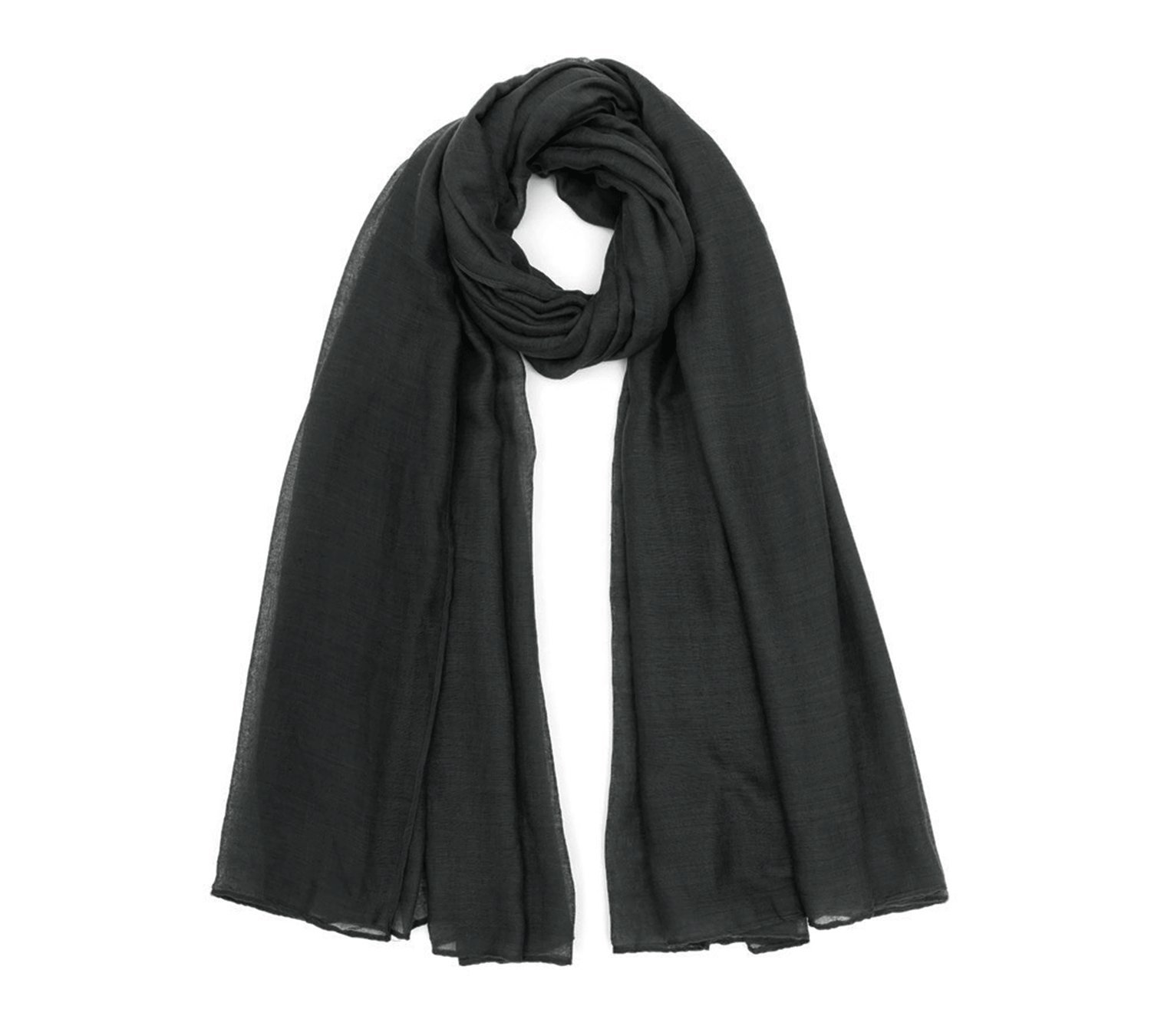 World Of Shawls Women's Black Large Plain Sarong Scarf Dress Wrap Cover Up Beachwear Swimwear (Black)