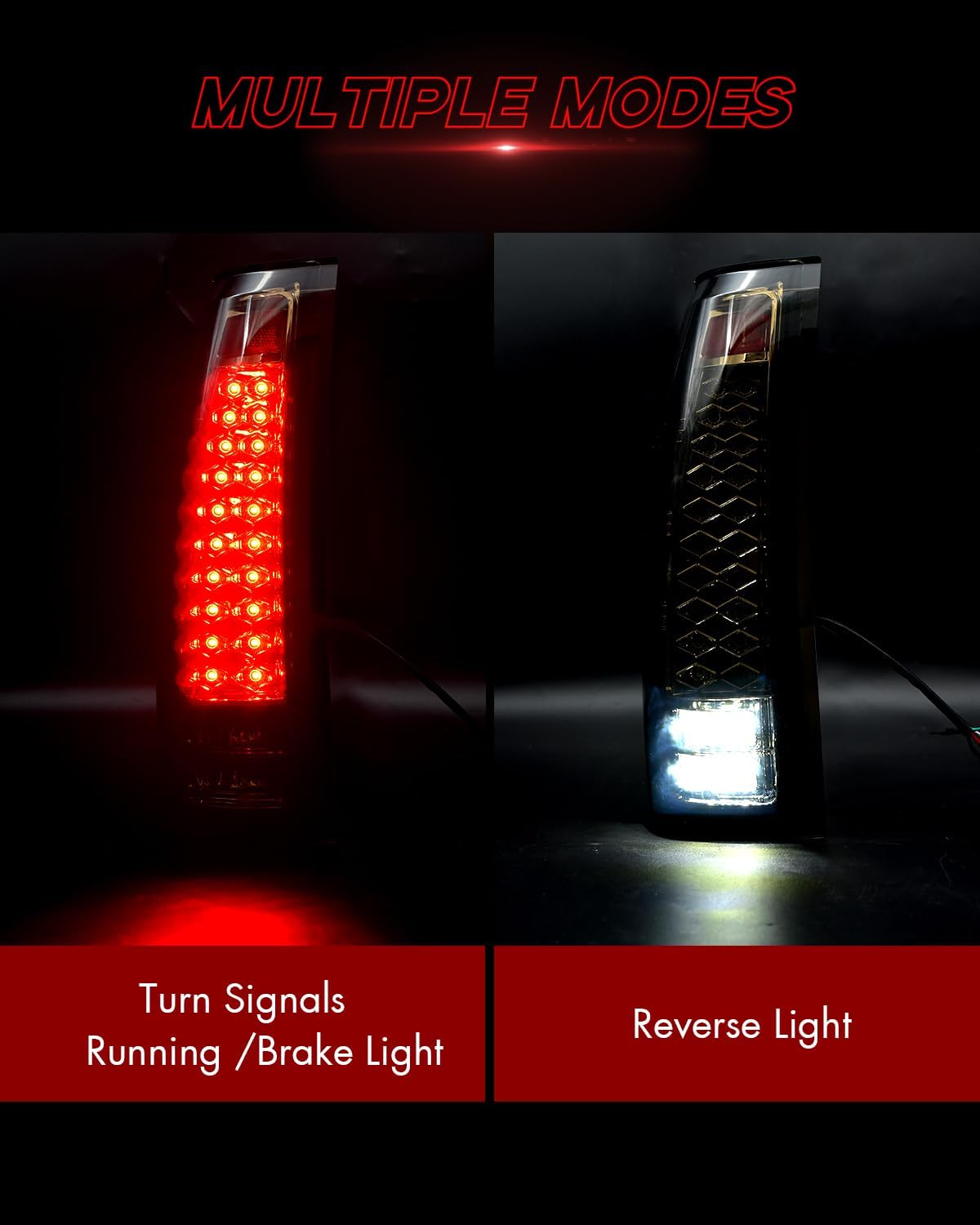 Full LED Tail Lights for 1988-1998 Chevy GMC C/K, Silverado, Sierra, 1992-1999 Suburban Yukon, 1995-1999 Tahoe, Pickup Truck Rear Light Assembly Replacement Set - 1Pair
