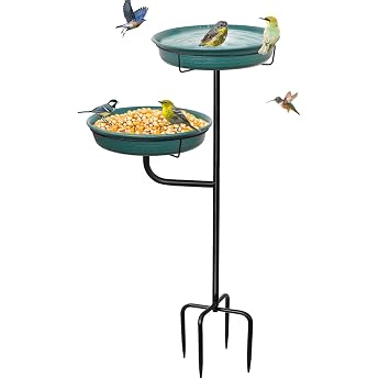 Bird Bath Bowl Standing Bird Bath Garden for Wild Birds Water Drinker for Birds Free Standing Garden Bird Feeder Bird Bath Bowl Green