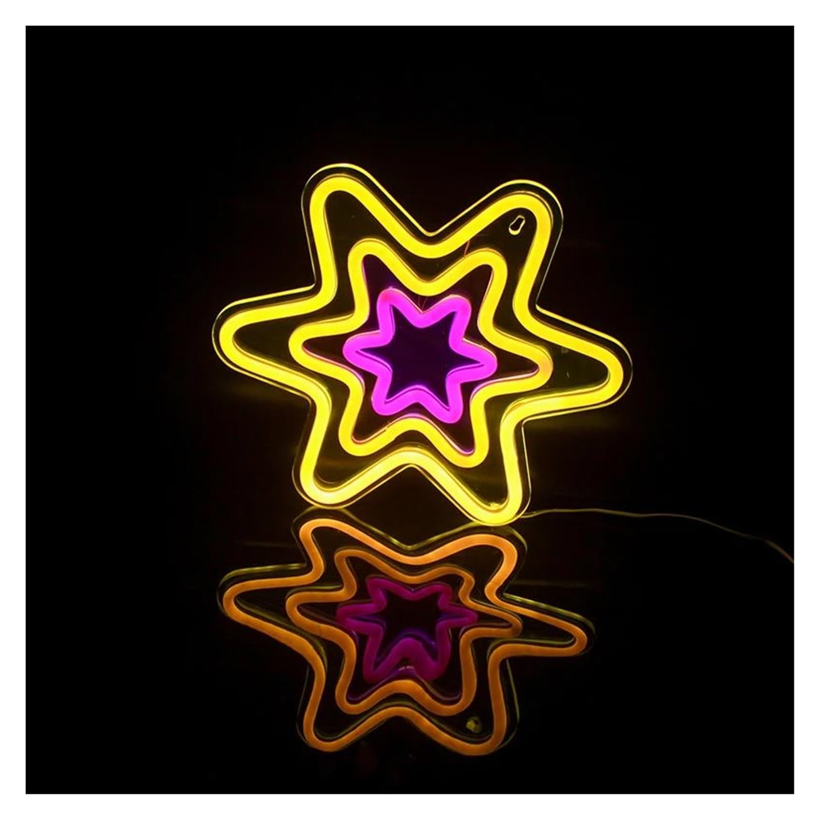 Néon Enseignes lumineuses Decor Panneau Néon Mural LED En Forme D'étoile Hexagonale, Pour Cadeaux De Noël, Boutique De Fête, Décor De Chambre D'enfants Kawaii, Alimentation USB