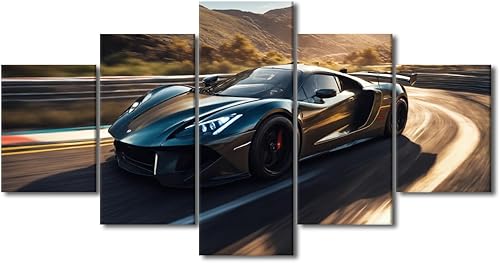 Miniatura 18 de TUMOVO Pintura retro para motocicletas, impresiones artísticas de motocicleta Cyberpunk, 5 piezas, lienzo, arte de pared, arte de pared Giclée,