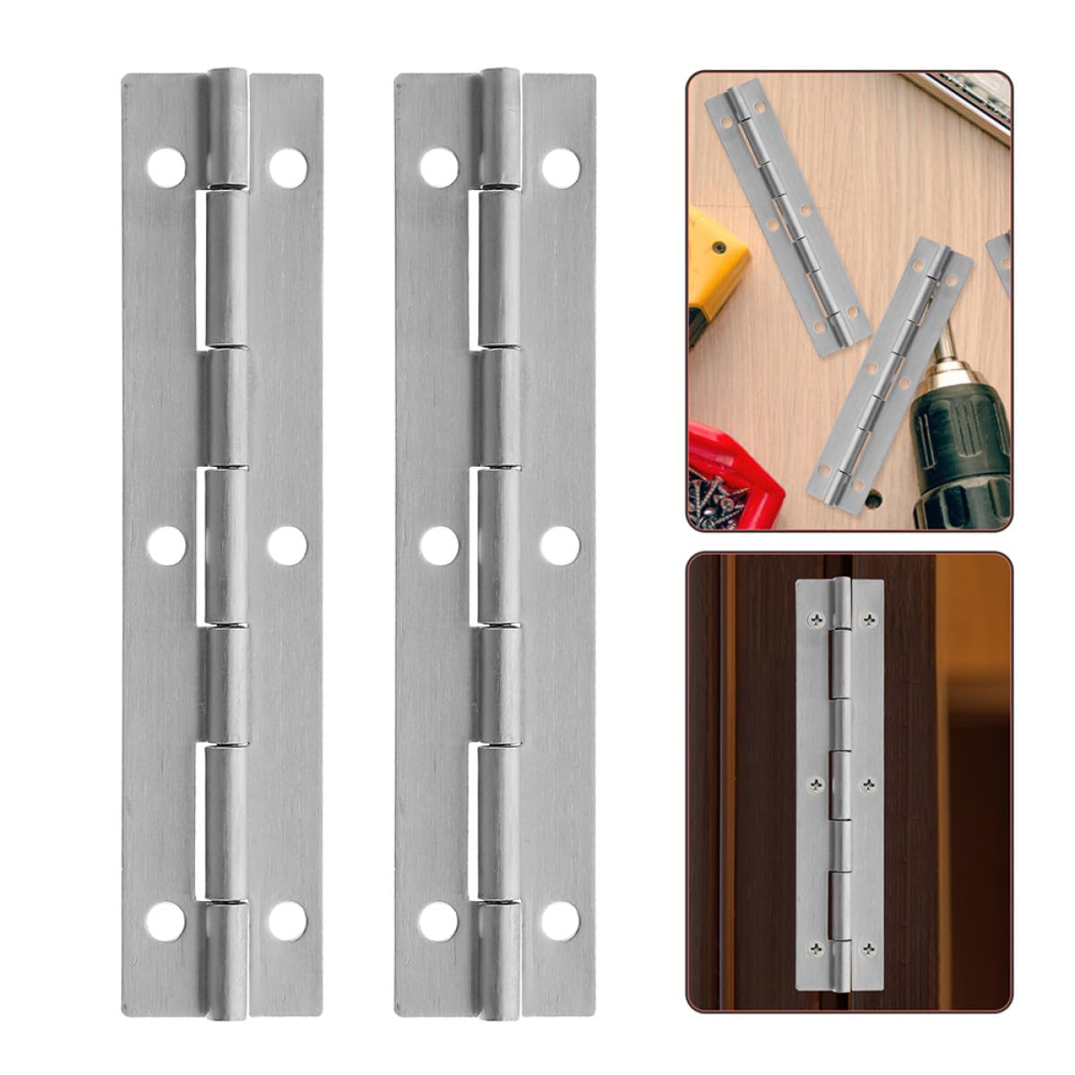 Ipetboom Bisagras de Piano de Acero Inoxidable 304 Bisagra de Mesa 6 Pulgadas Larga Resistente para Puertas de Armarios Puertas de Gabinete 6 Unidades Uso Doméstico y Profesional