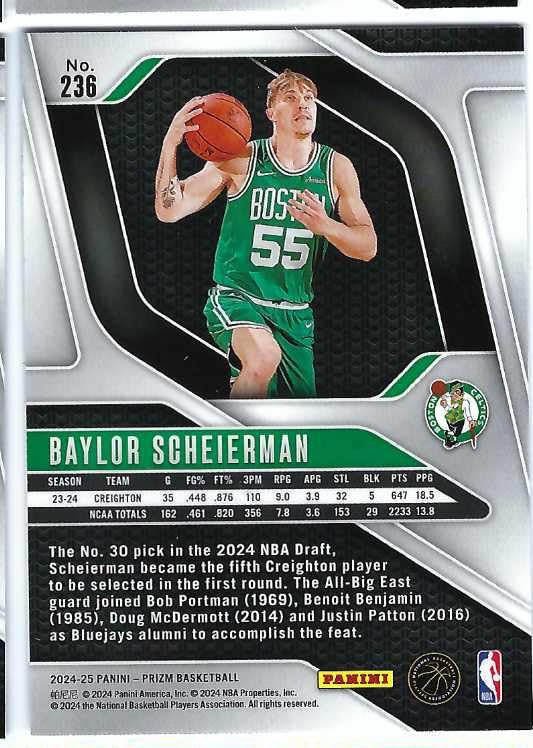 BAYLOR SCHEIERMAN 2024-25 Panini Prizm #236 Rookie Card RC Boston