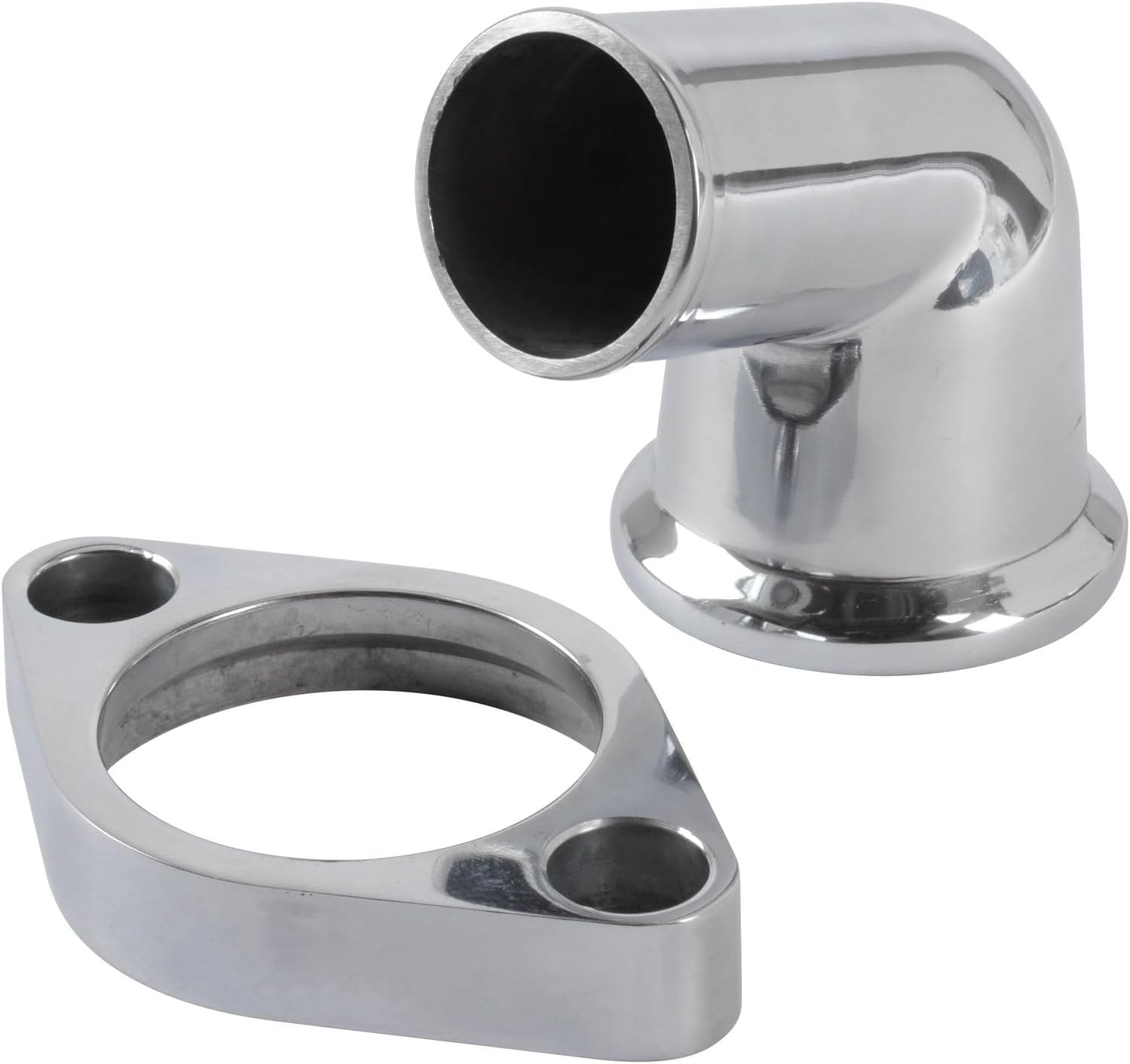 JEGS Aluminum Thermostat Housing | Fits Small And Big Block Chevy Engines | For 1-1/2 � Radiator Hose | Includes Hardware And Thermostat O-Ring Seal | 75 Degree Swivel | Polished