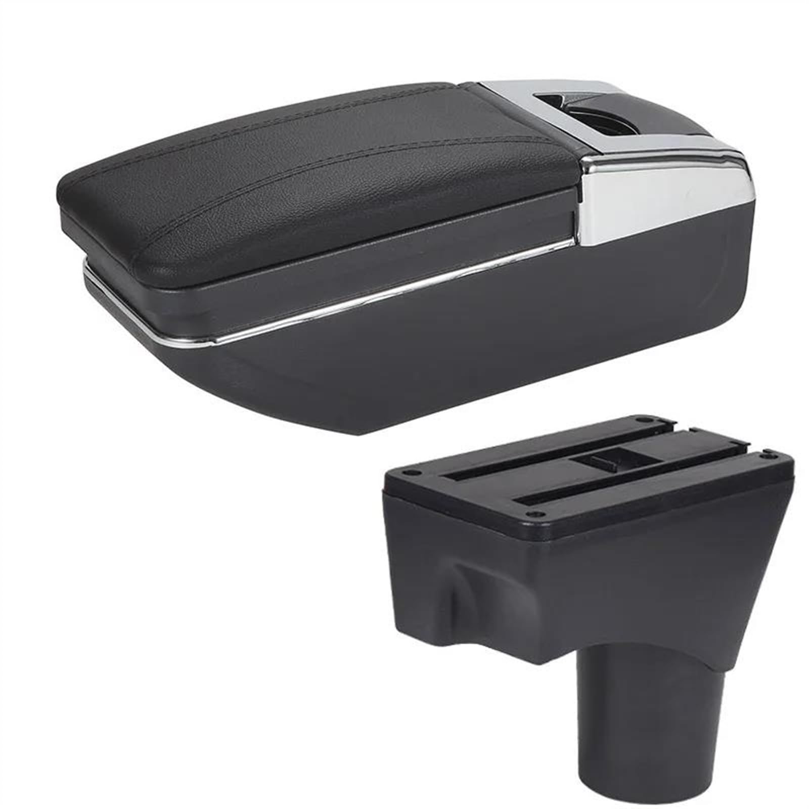 NMJLQW Storage Rack Car Armrest Box Storage Box Retrofit Parts Car Accessories For March For Micra K13 For Sunny 2010-2022(C2 Black line No USB)