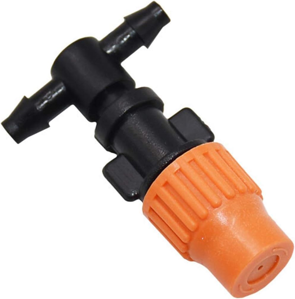 Lawn Sprinkler Irrigation System Orange Atomization Water Nozzle Sprayer DIY Micro Drip Irrigation Plant Self Garden Mist Sprinkler with Hose Connector 60 Pcs