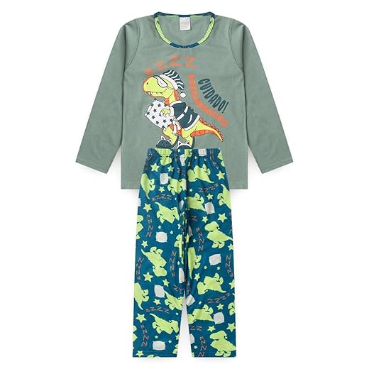 Pijama Longo Infantil Menino Blusa e Calça Preguissauro Brilha No Escuro
