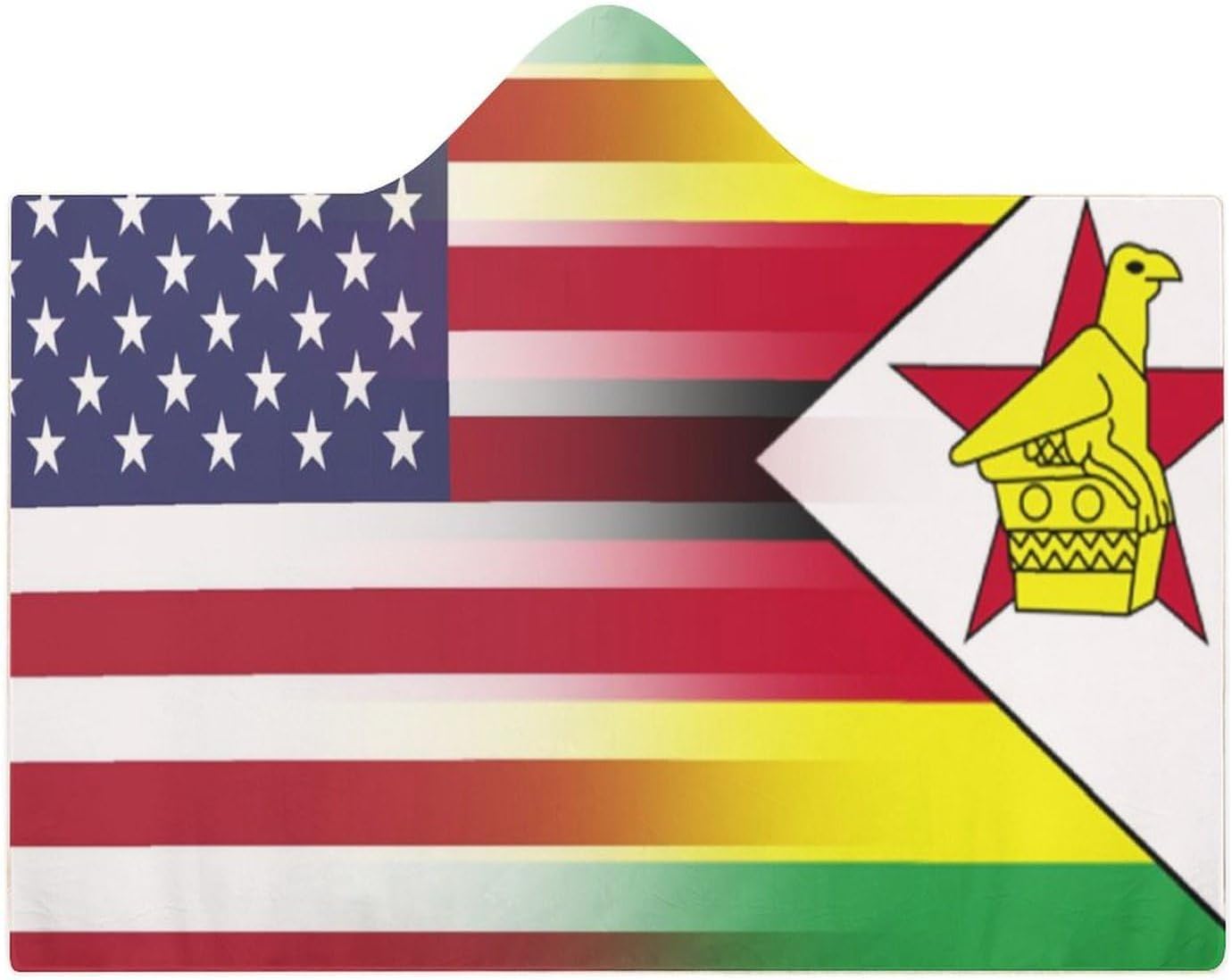 U.S.A Zimbabwe Flag Fashion Wearable Blanket Hoodie Fleece Throw Cloak Robe Unisex