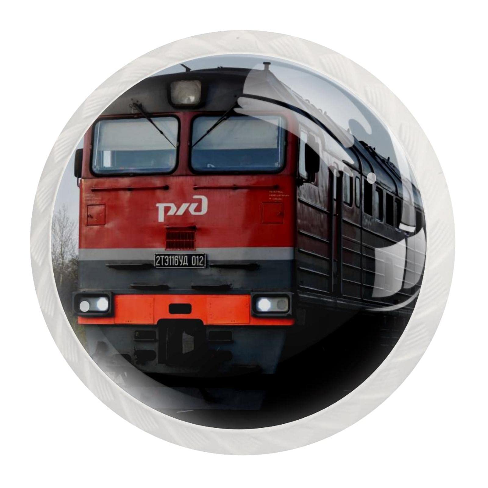 12 sztuk białych okrągłych gałek do szafek retro pociąg kolejowy tor