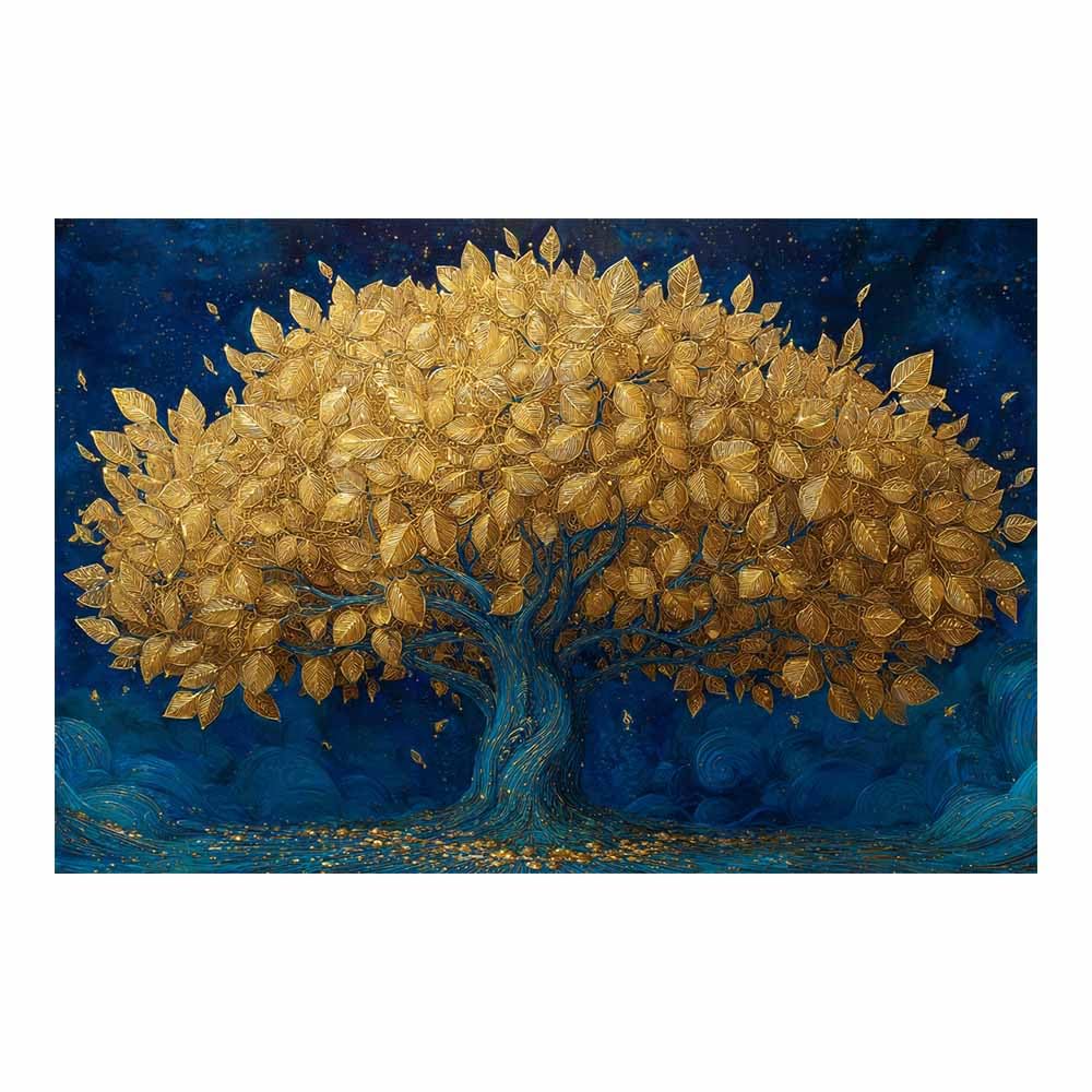 ZAMAEIU Tree of life wall decor Golden trees abound On Canvas Prints Poster Pictures for Living Room Bedroom Home Office Wall Decoration(golden)-80x120cm Unframed