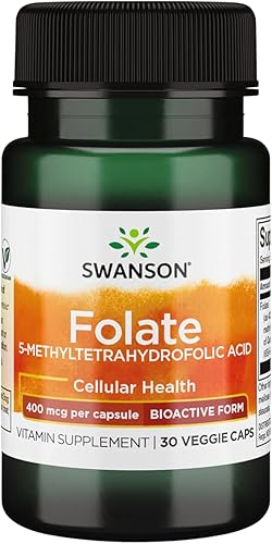 Swanson Folato (ácido 5-metiltetrahidrofólico) 400 mcg 30 cápsulas vegetales