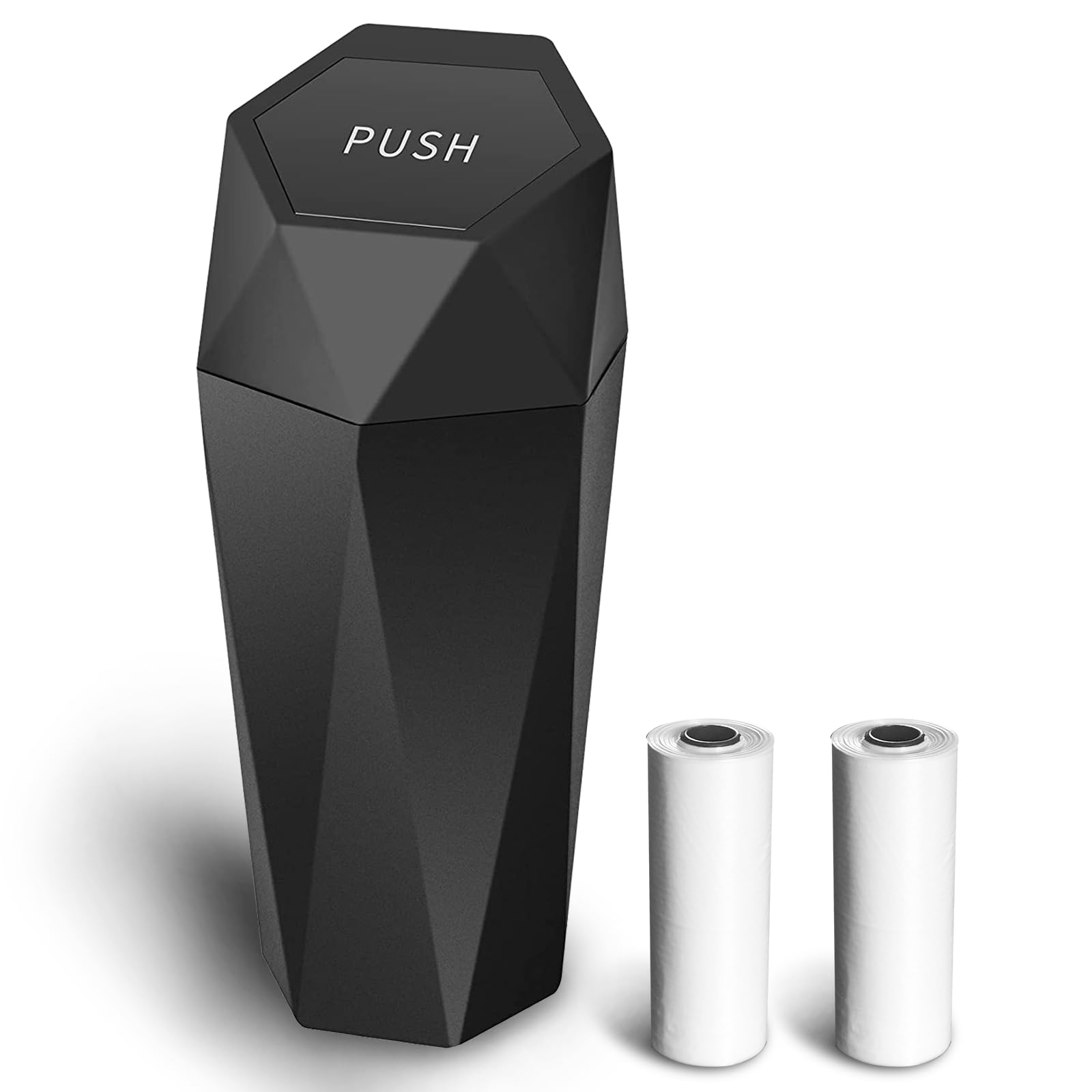 TUTUDOWCar Trash Can 1 PCS with 30 Trash Bags, Auto Car Garbage Can Bin Trash Container Fits Cup Holder Console Mini Car Accessories for Interior