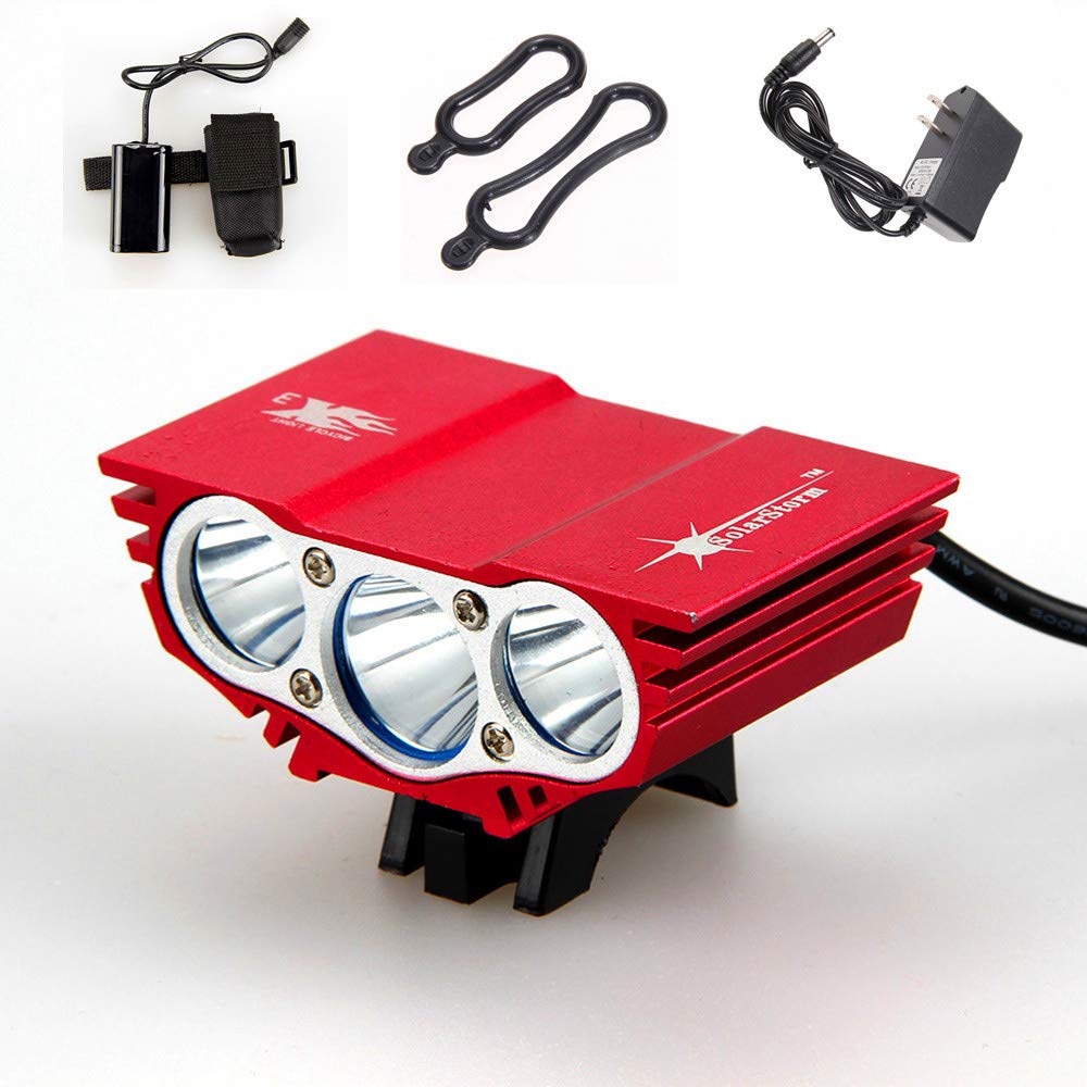 TitopSolarstorm 6000 Lm 3X Cree Xm-l U2 LED Front Rechargeable Bicycle Lamp Bike Light Head Red for Outdoor Sports
