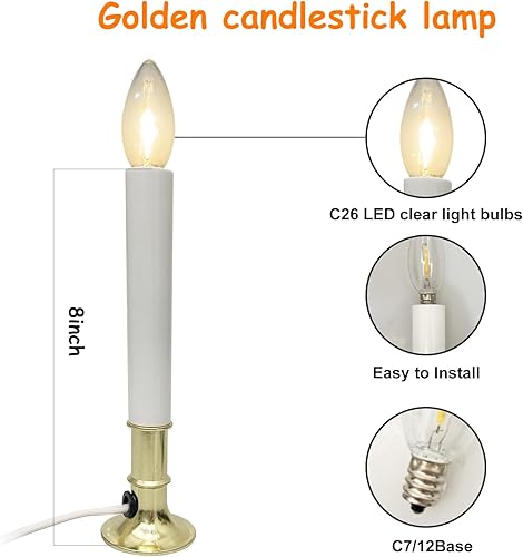 Miniatura 2 de SUNSGNE Luces eléctricas de Navidad para ventana con sensor automático, lámparas de vela del atardecer al amanecer con base chapada en oro, luces de