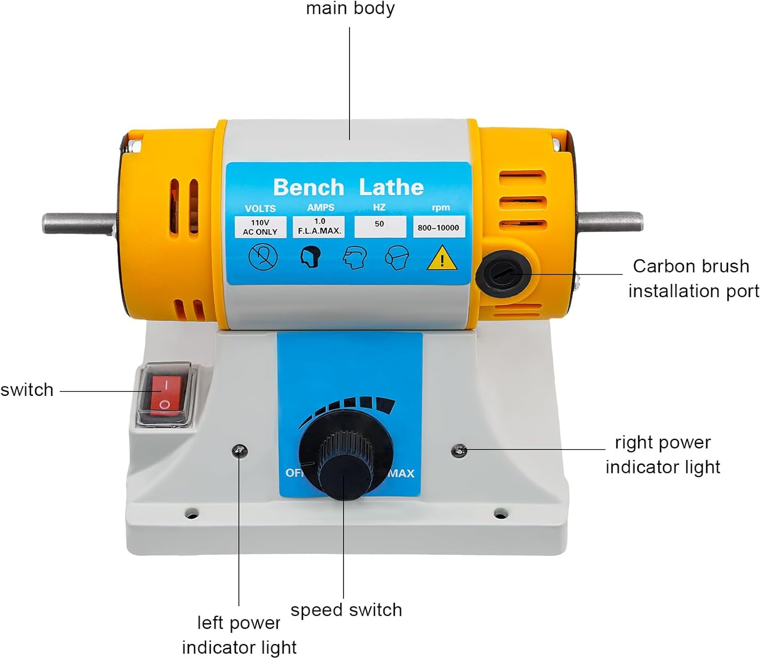 Multi-Function 110V Bench Buffer Polisher Machine Adjustable Variable Speed Bench Grinder Polishing & Buffing Machine for Wood, Amber, Metal, Jade