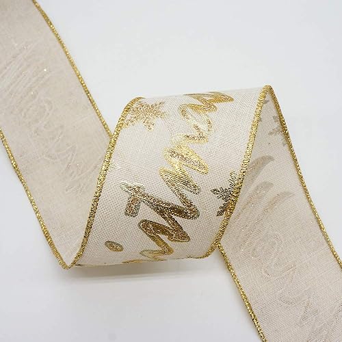 Miniatura 4 de CT CRAFT LLC Cinta con alambre de Navidad, para decoración del hogar, envoltura de regalos, manualidades de bricolaje, 2.5 pulgadas x 10 yardas x 1