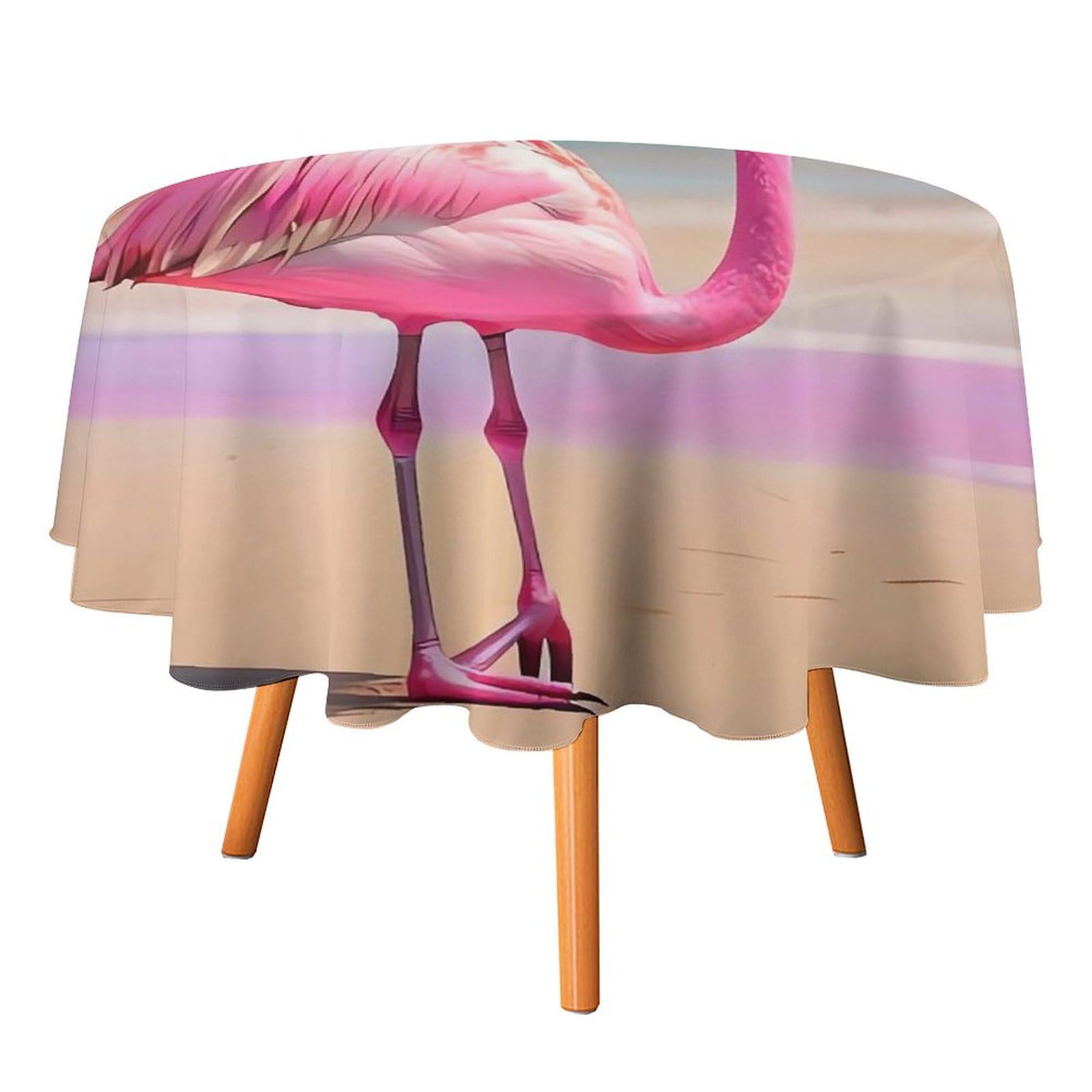 Nappe ronde flamant rose grand format pour table de jardin et décoration extérieur