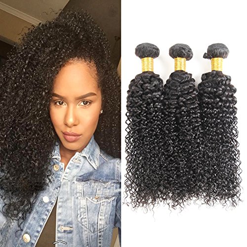 Huarisi Curly Brazilian Hair Bundles 100 Human Hair Weave Tight Kinky Curl Hair Extensions for Black Women 18 20 22 Inches Cover