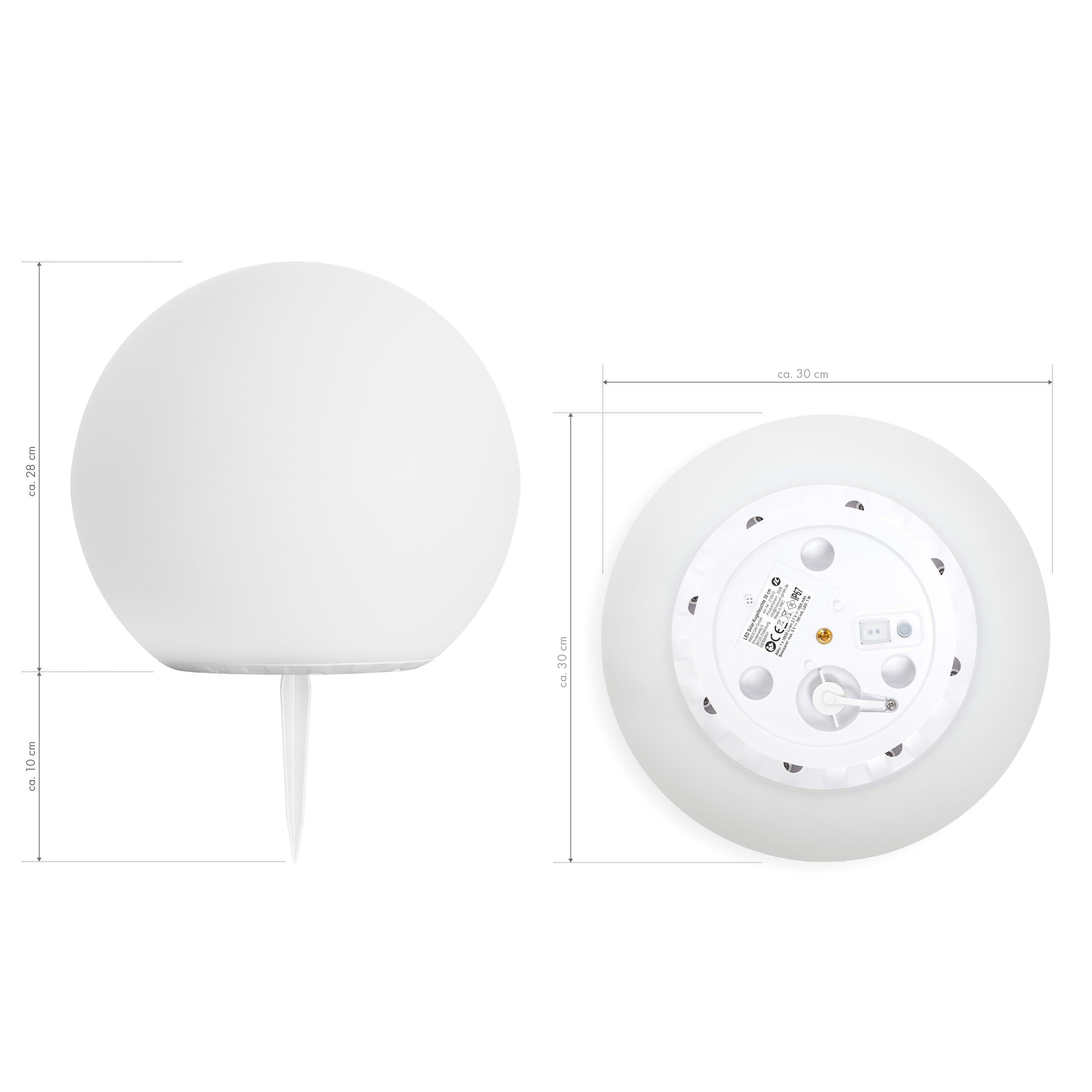 LED Solarlampe Außen Solarleuchte Garten Farbwechsel Dämmerungssensor USB Solar aufladbar IP67 wasserdicht RGB LED dekorative Außenleuchte Kugel 30x28 cm