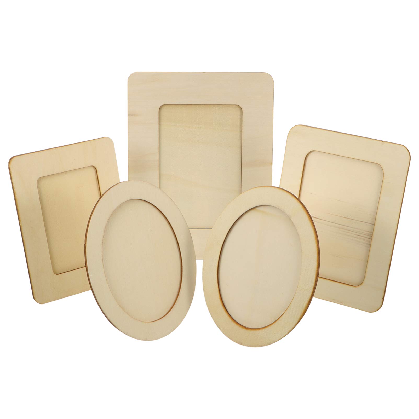 NIMMZ COLLECTION 5Pcs Unfinished Wood Photo Frames Oval Rectangular Shape DIY Blank Picture Frames for DIY Painting Project (2/5/ 6/ 7inch)-image-26