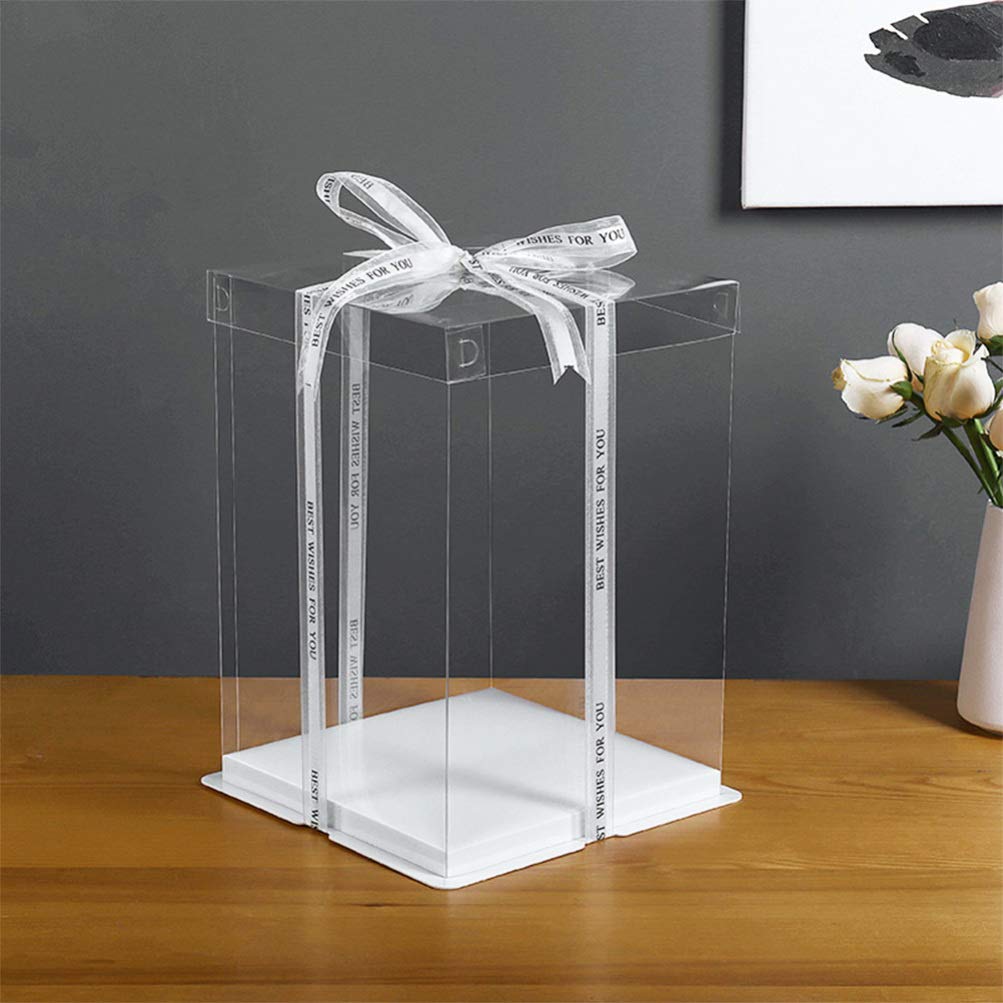 Hemoton 5 cajas transparentes para tartas, caja de regalo de caramelos, contenedor de alimentos, caja de embalaje para cumpleaños, baby shower, boda (cajas de doble capa de 8 pulgadas)