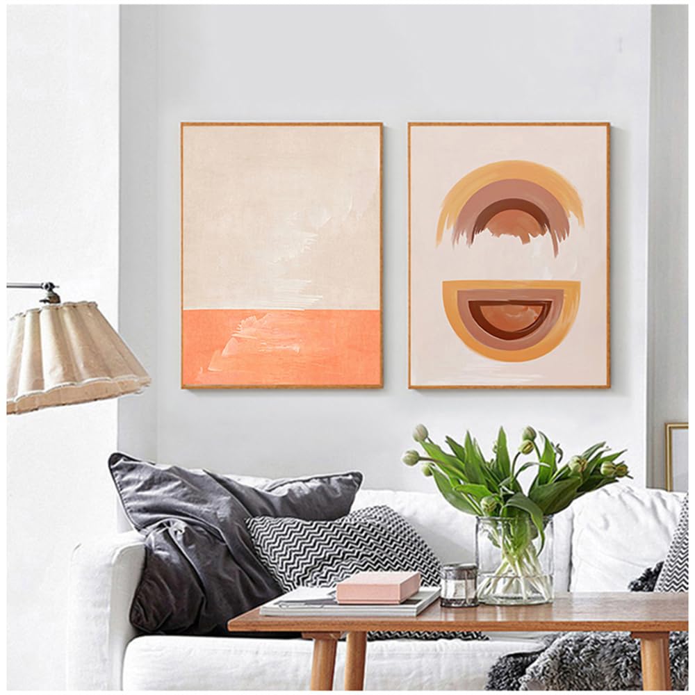 WUHBCZ Pictures,Abstract Drawing Posters Boho Prints Abstract Burnt Orange Wall Art Canvas Painting Terracotta Rainbow Minimalist Home Decor Artwork-50 * 60cm*2PCS (No Frame)