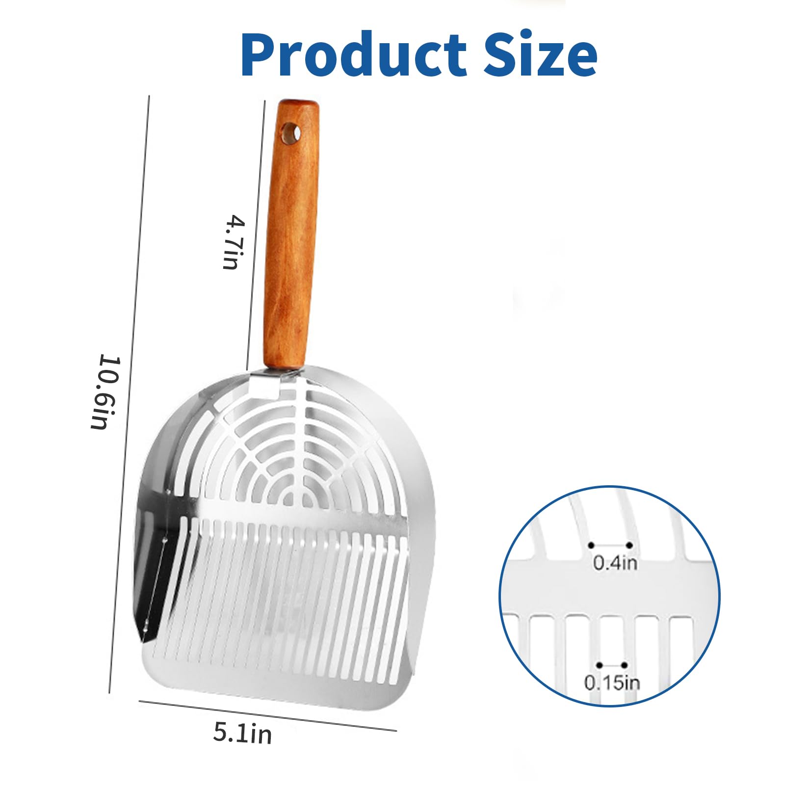 Stainless Steel Metal Cat Litter Scoop with Holder,Heavy Duty Litter Scooper & Speed Sifter,Dual-Width Holes for Quick Cleanin,Suitabla cat Scooper for Cat Litter Box,Durable, Heavy Duty - image 7