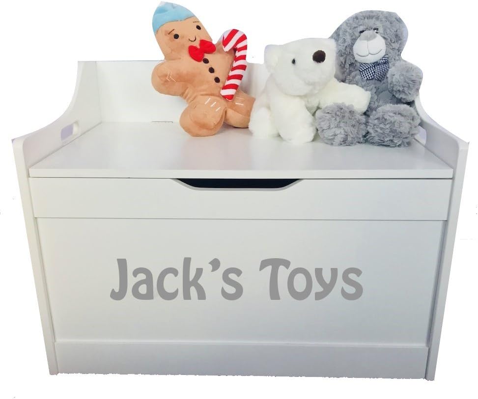 Little Secrets Children's White Wooden Toy Storage Box with Personalised Name Toys, Gift Present