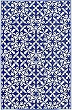 Fab Habitat Reversible, Indoor/ Outdoor Weather Resistant Floor Mat/Rug - San Juan - Dark Blue (3' x 5')