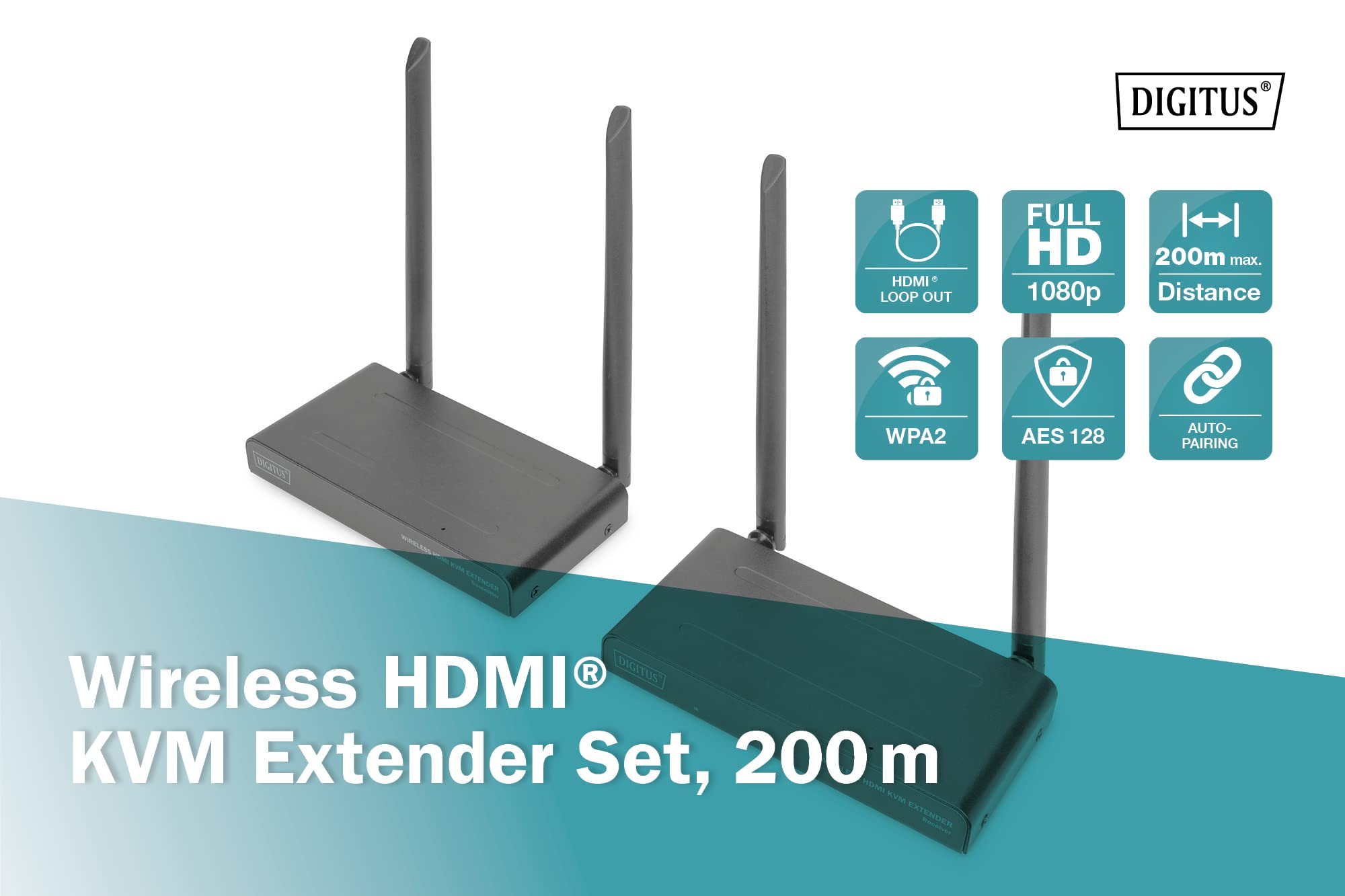 DIGITUS Wireless HDMI KVM Extender Set 200 m