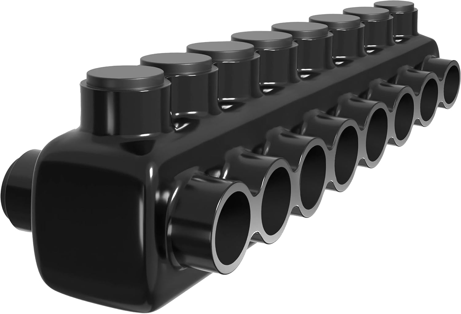 OHLECTRIC 2 Pack - Black Insulated Connector Dual Side Entry - 8 Port - 250-6 AWG - 5/16 Hex Screw - Pre-Filled with Oxide Inhibitor - Rubber/Vinyl Coating, 6061-T6 Aluminum CU9AL