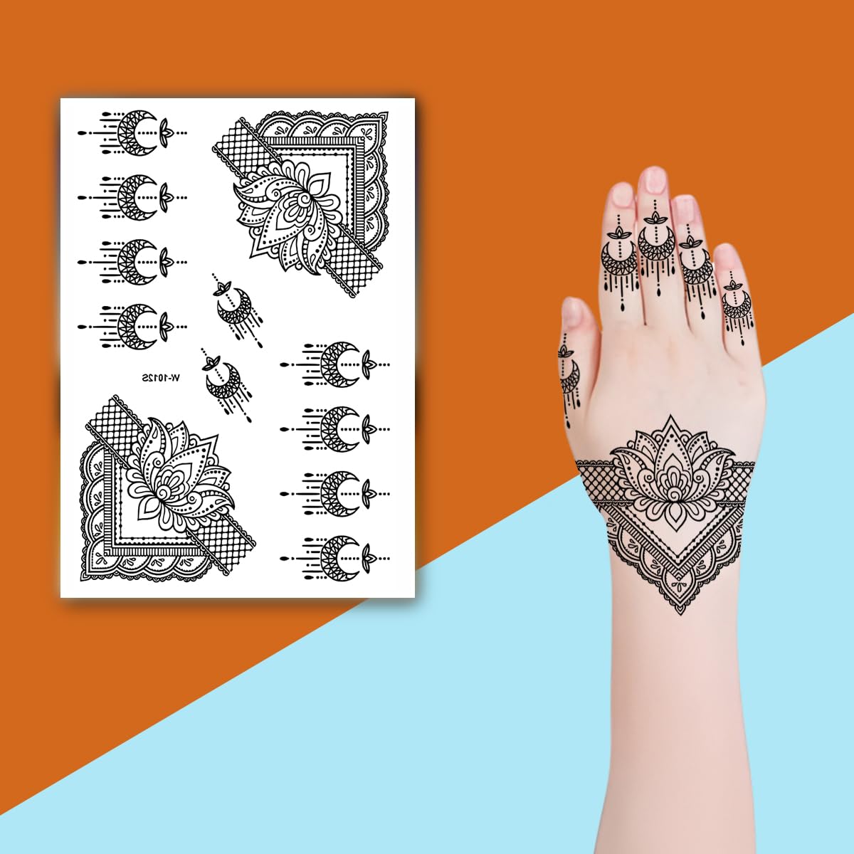Sunset Swirl Mehndi Design Henna Temporary Waterproof Body Tattoo (Black) For Women and Girls-image-21