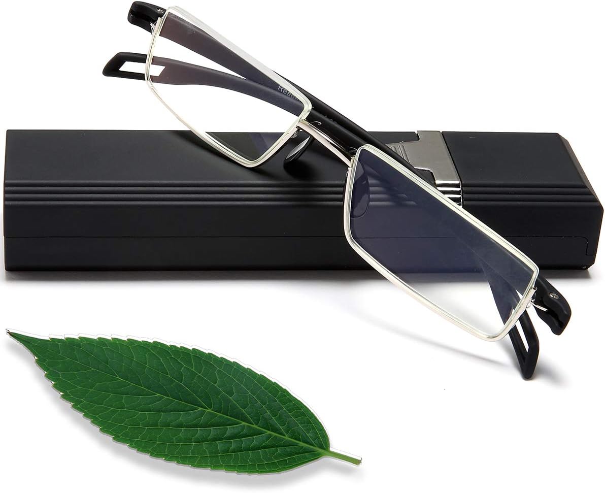 EYEURL Half Frame Reading Glasses Blue Light Blocking Computer Readers for Men Women Lightweight Anti Glare TR90 Black 2.0