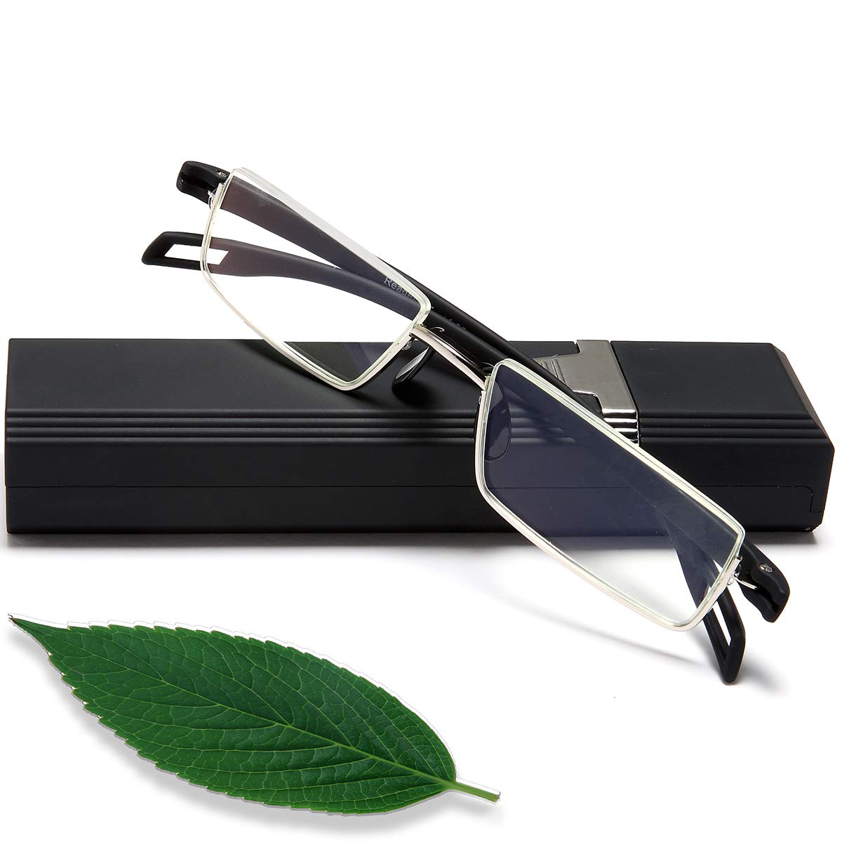 EYEURL Lunettes de Lecture Demi Monture - Bleu Lumière Bloquant Optique Mince Anti Reflet Mode Ordinateur Lecteurs d'Hommes et d