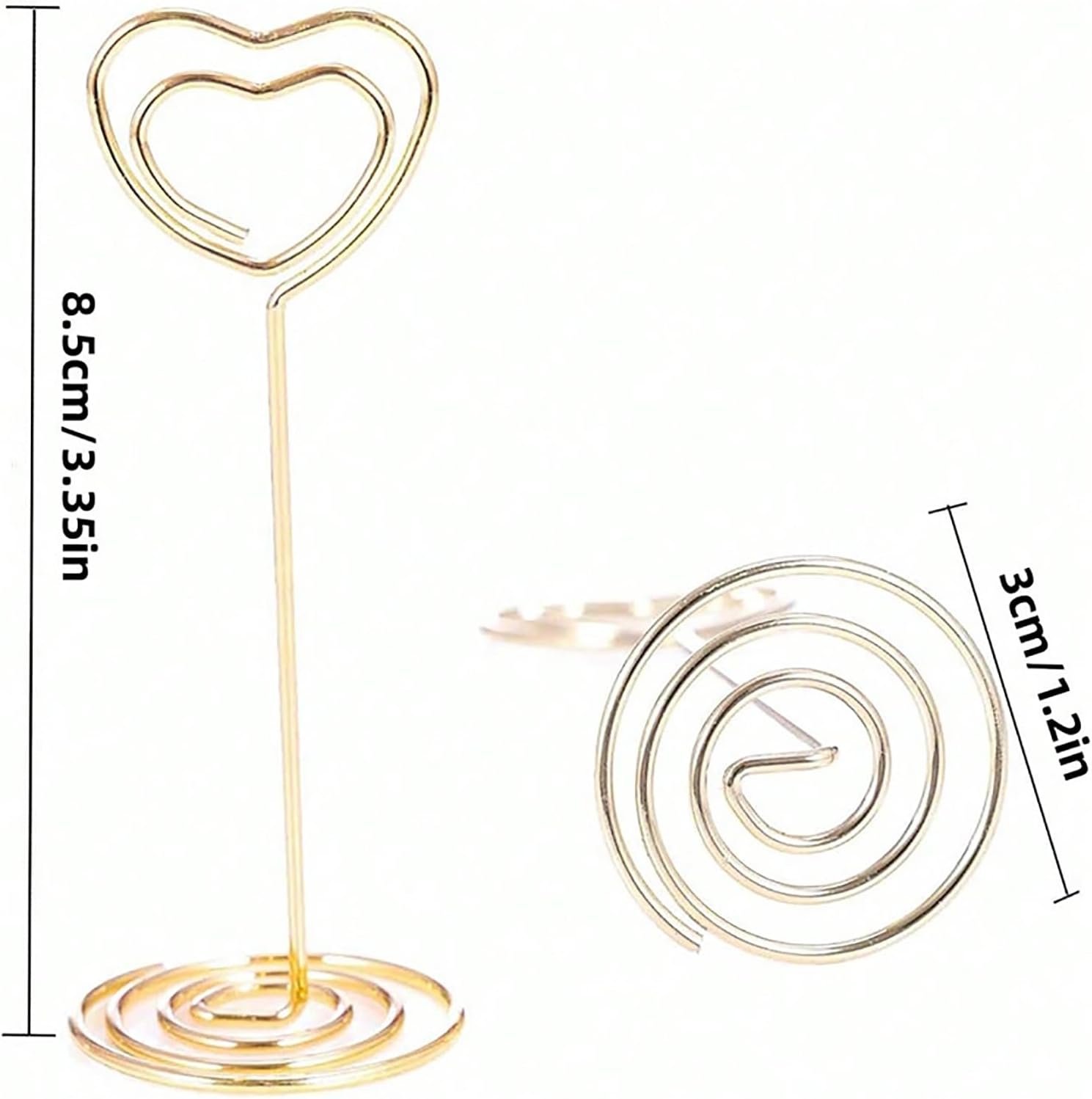 プレースカードホルダー ハート型のフォトクリップ、ホテルのテーブル番号クリップ、レストランのメニュークリップ、メモホルダー ウェディ