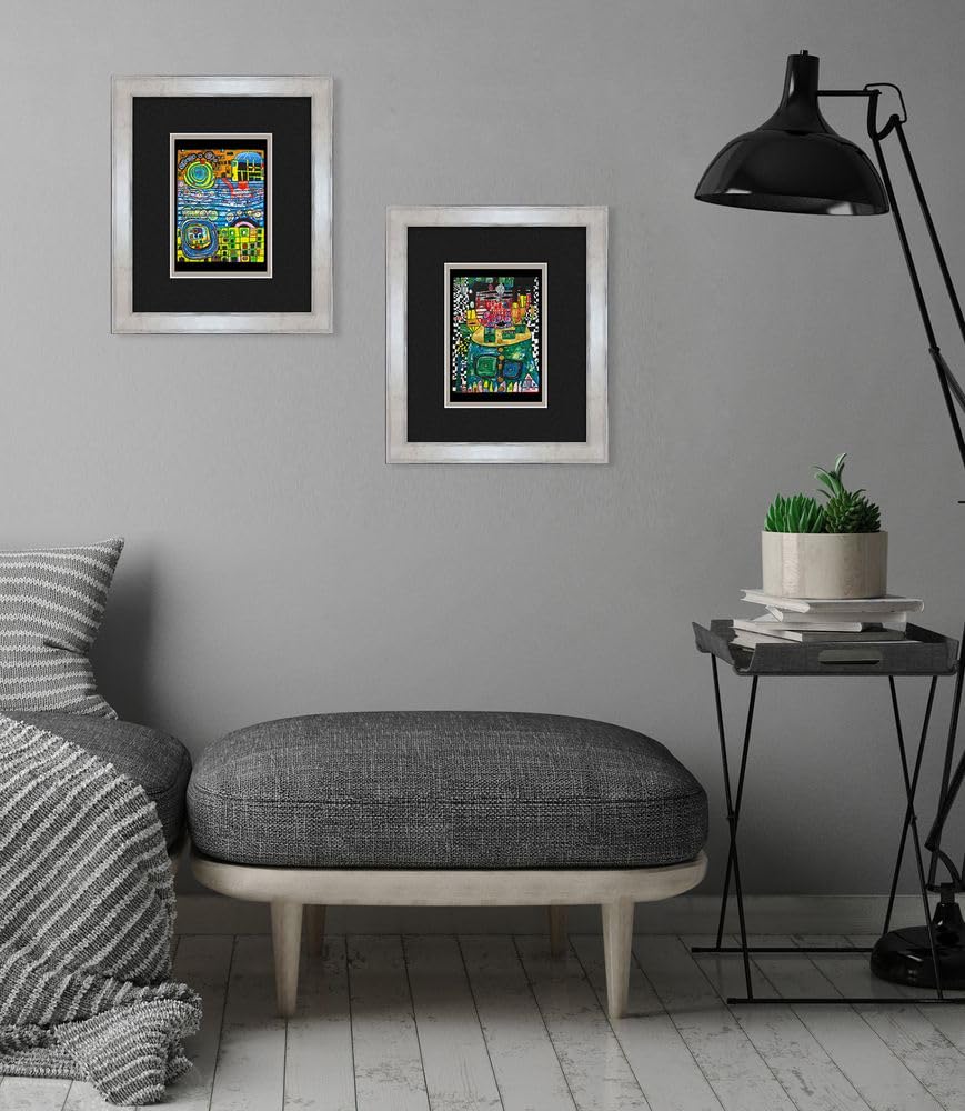 artissimo, Kunstdruck gerahmt, 30x35cm, AG5713, Friedensreich Hundertwasser: Die vier Einsamkeiten, Bild, Wandbild, Poster, Wanddekoration, Echtholzrahmen, hochwertig, Kunstmotiv