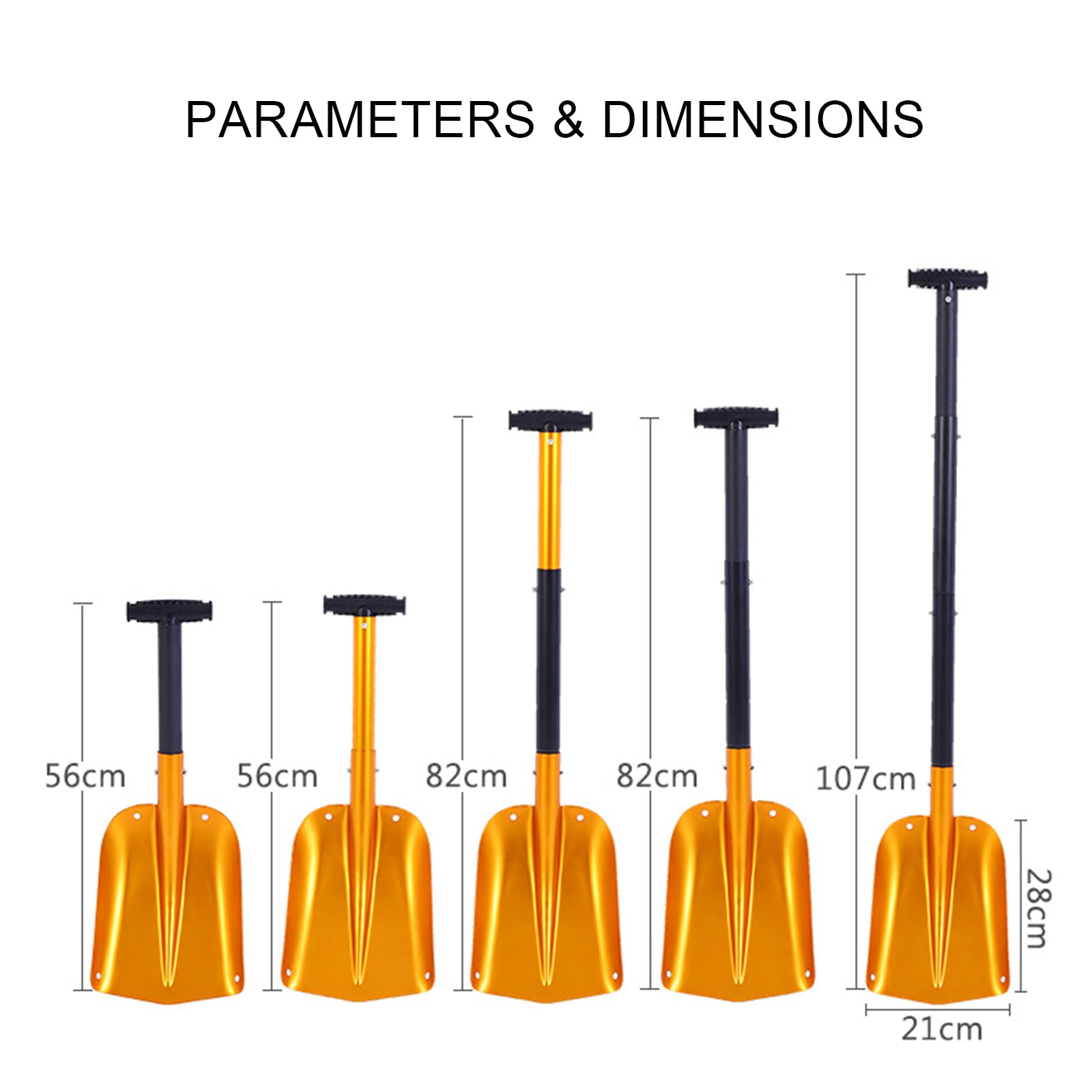 Pala De Nieve Portátil para Coche, Desmontable, Telescópica, para Invierno,Negro