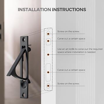 JOY DECOR Black Pocket Door Hardware Set, 2 Pcs 4.72 in Handles & 1 Pc Pull | Rectangular Flush Handles, Finger Edge Pull, Stainless Steel Hardware, For Sliding Doors, Cabinets, Closet Door Projects