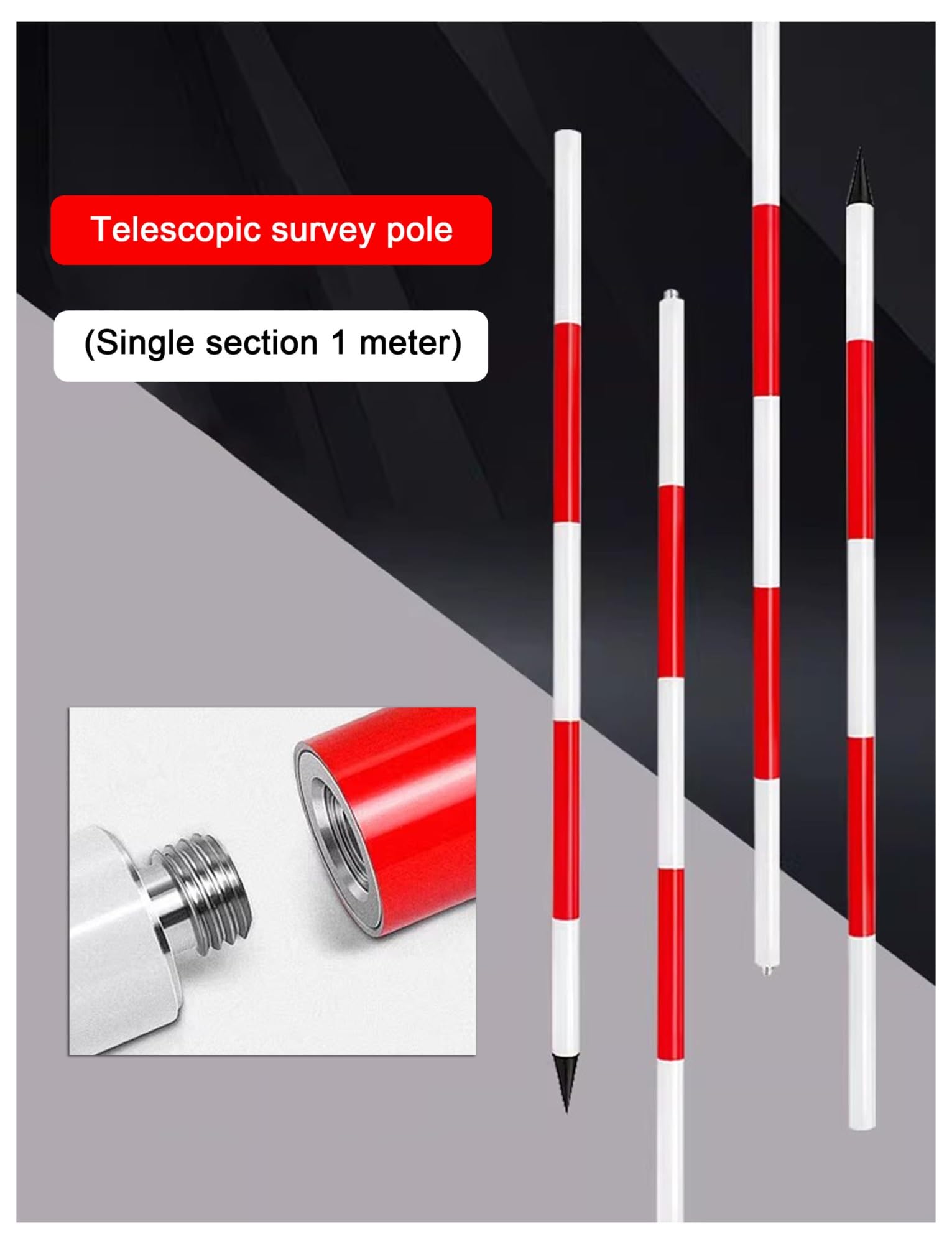 Asta di misurazione telescopica Regolabile in Alluminio da 1 a 5 m per rilievi topografici e tracciamenti edili - Strumento di misurazione Resistente, Leggero e Portatile da 300 cm.