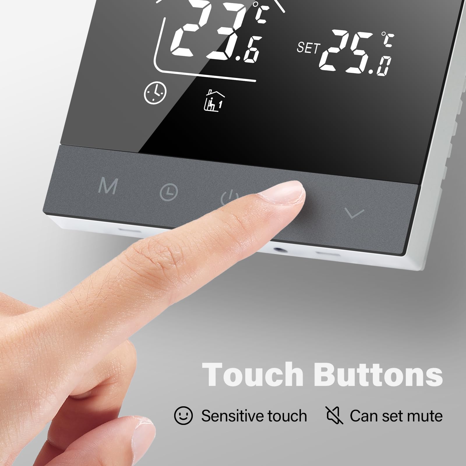Beok Thermostat Programmable Thermostat Chauffe Eau 3A Smart WiFi Thermosta Écran Tactile LCD Compatible avec Alexa Google Home Contrôle Vocal, TS4Gwifi-WP Contrôle Vocal, TS4Gwifi-WP