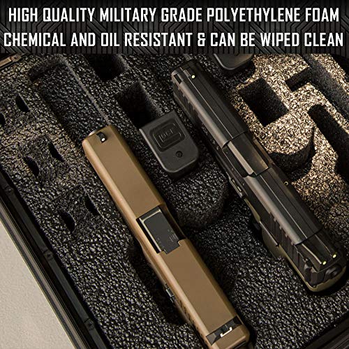 3 Pistol 12 Magazine + Accessories Gun Case Storage | Doro Water Proof Pistol Case With Custom Mycasebuilder Foam Insert | Hard Gun And Magazine Case #TOP4
