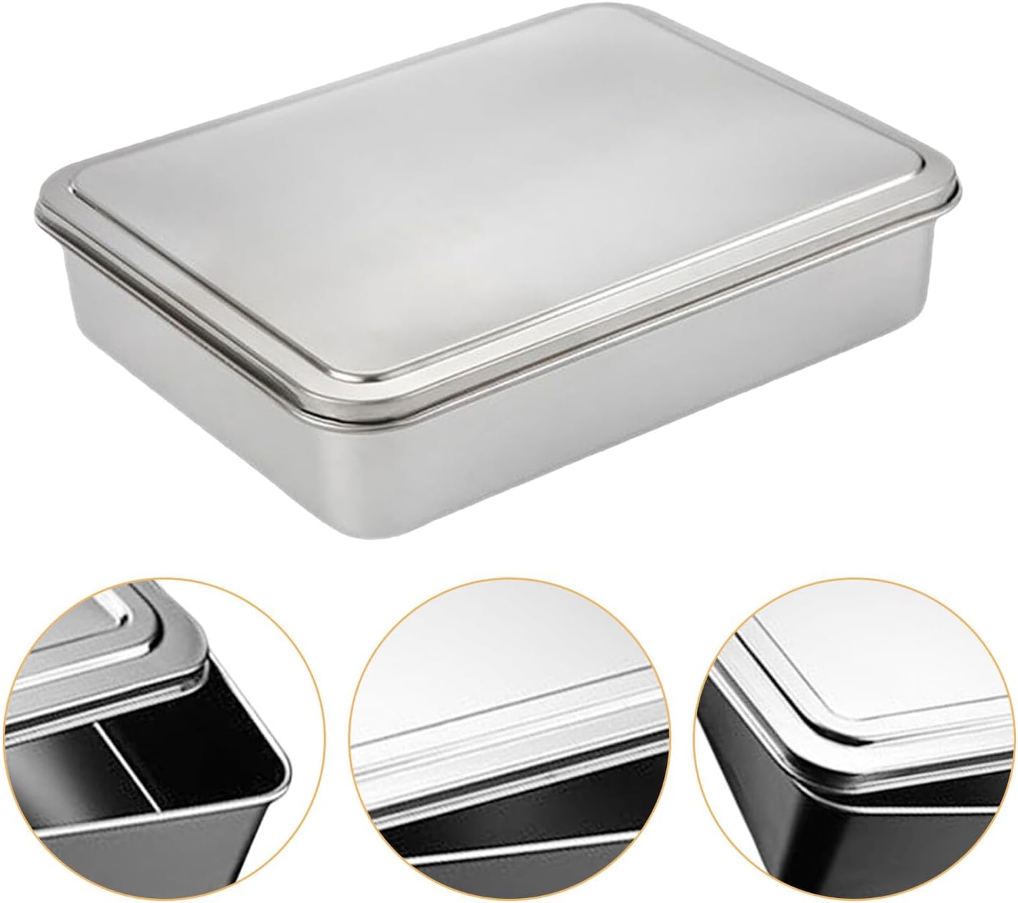 DOITOOL Stainless Steel Cake Pan with Lid 11x13 Inch Nonstick Rectangular Metal Baking Pan for Cakes Tiramisu Casseroles Brownies Breads Fish Vegetables - Image 9