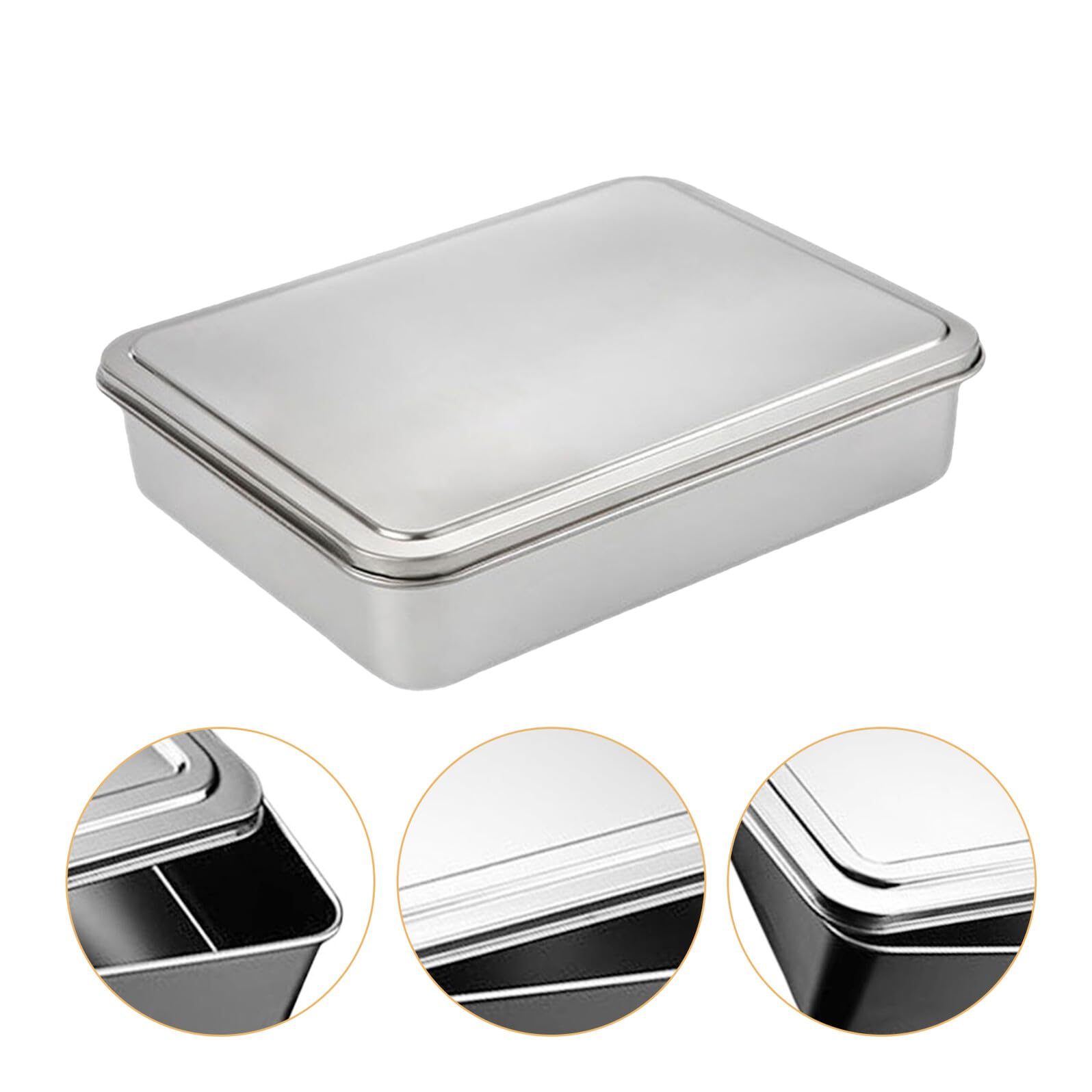 Molde para Pasteles Rectangular de Acero Inoxidable con Tapa Antiadherente Tamaño 335X285X6 CM Adecuado para Hornear Tiramisú y Conservar Postres Molde de Repostería