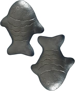 Solid Cast Iron Fish Decor, 2 Pcs 3 X 2.4 in / 7.7 X 6 Cm, Rustic Finish, Lucky Fish Figurines